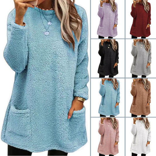 🔥LAST DAY 50% OFF🔥 Women's Long Sleeve Pocket Plush Sweatshirt
